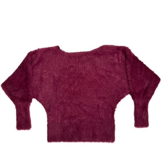 Anthropologie Ember Eyelash Fuzzy Burgundy Sweater Women’s Size XS - Picture 3 of 7